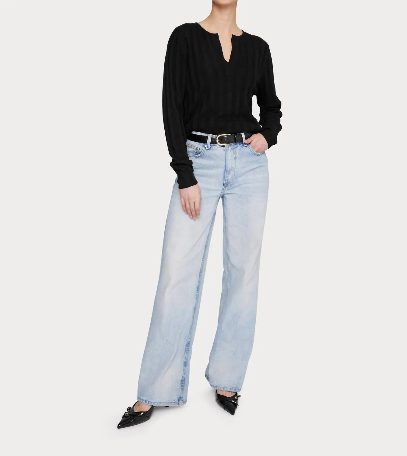 Amanda Maria - Cashmere Blend Ribbed V Sweater