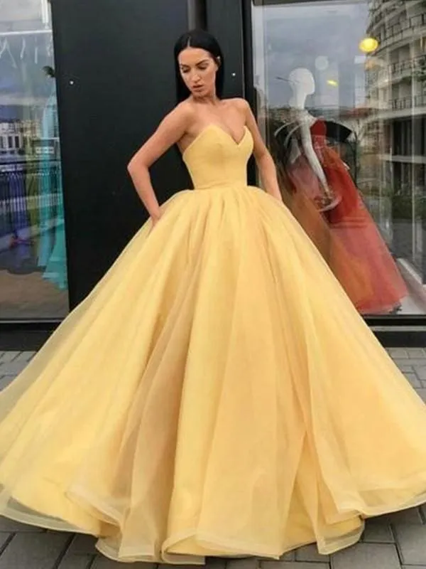 Bridelily Ball Gown Sleeveless Sweetheart Organza Floor-Length Dresses