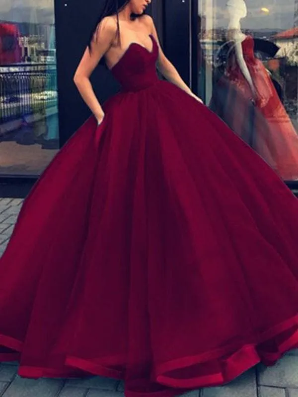 Bridelily Ball Gown Sleeveless Sweetheart Organza Floor-Length Dresses