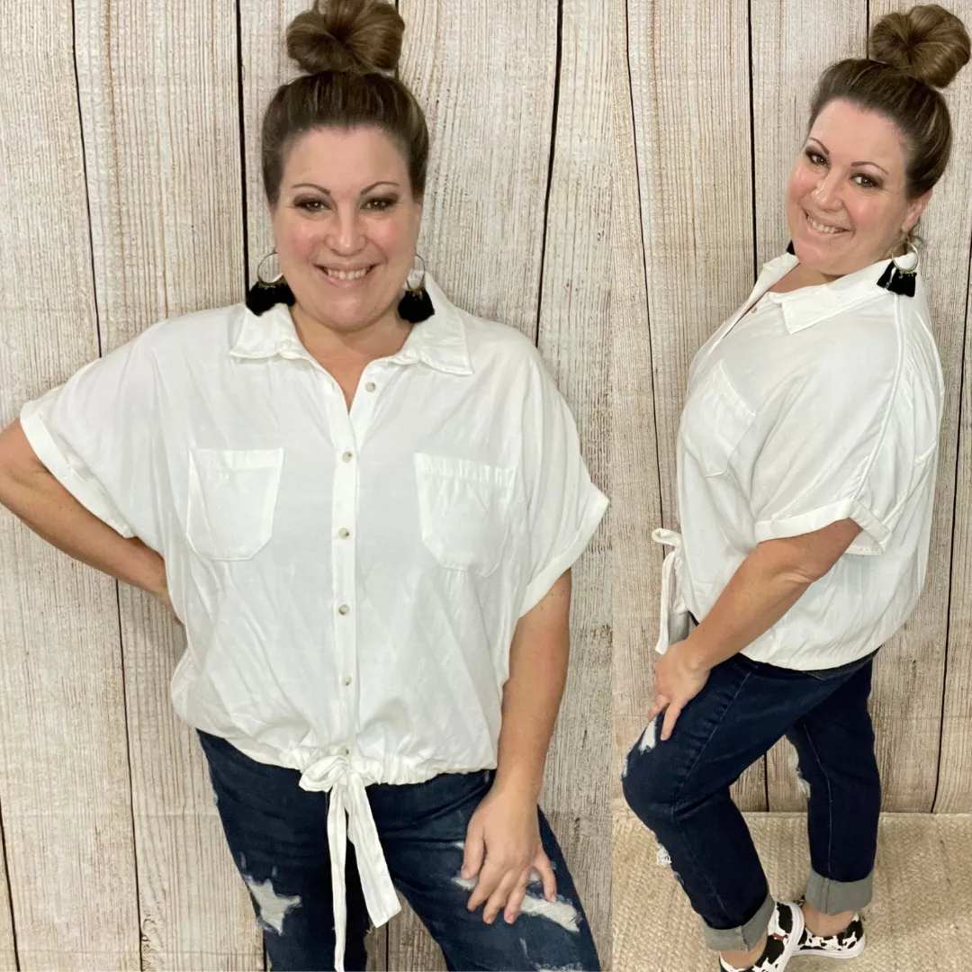 Button Down Tie Front Top
