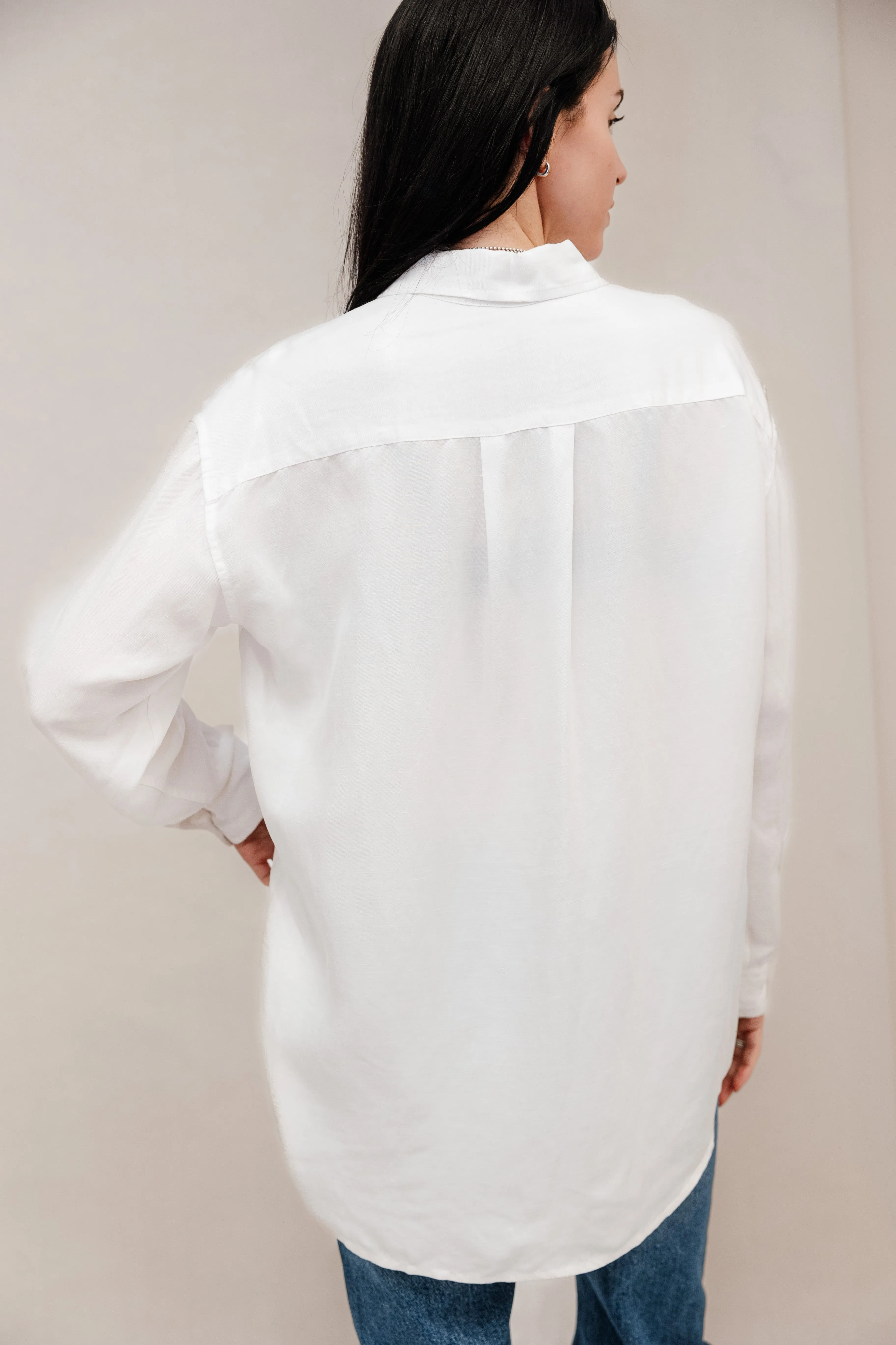 Davie Washed Cupro Button Down in White