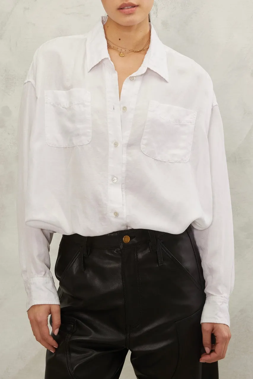 Davie Washed Cupro Button Down in White