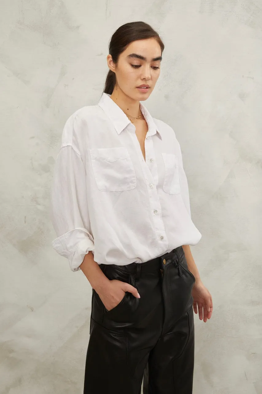 Davie Washed Cupro Button Down in White