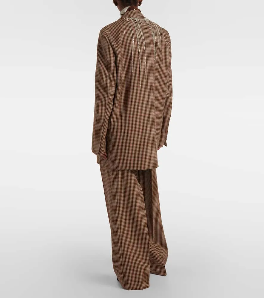 Dries Van Noten Embellished checked wool blazer