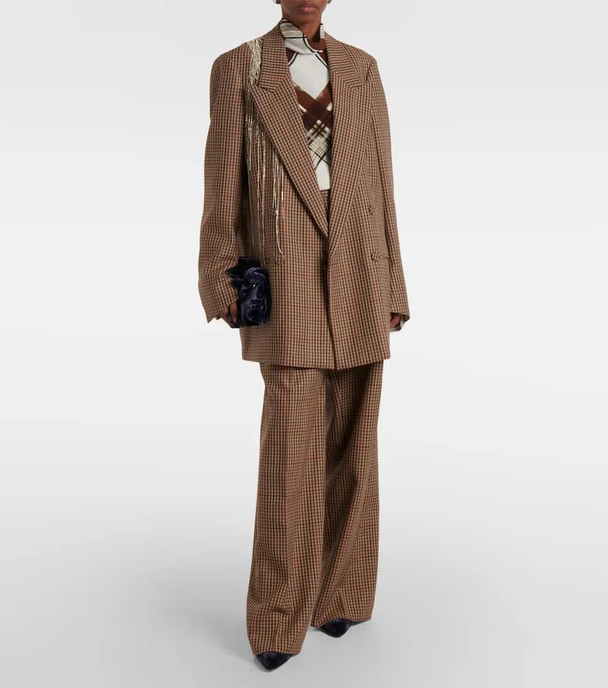 Dries Van Noten Embellished checked wool blazer