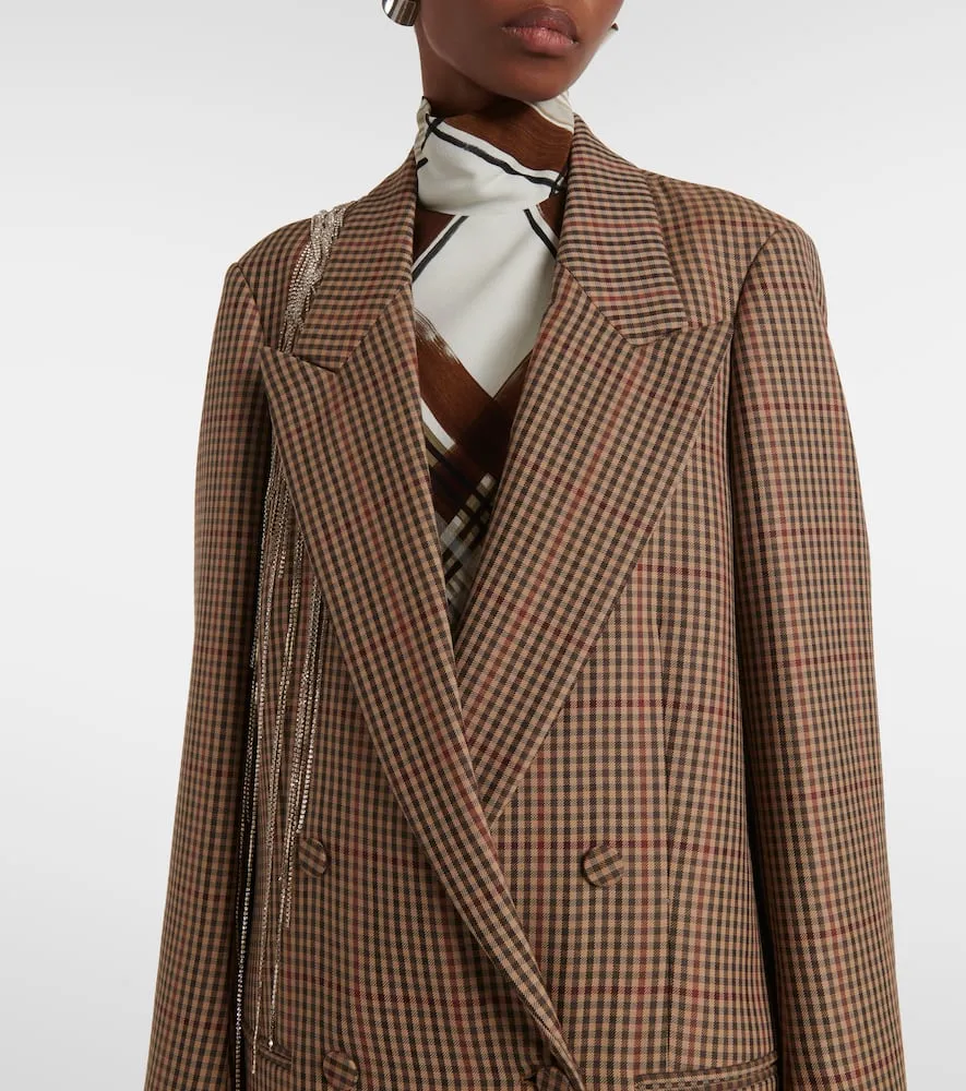 Dries Van Noten Embellished checked wool blazer