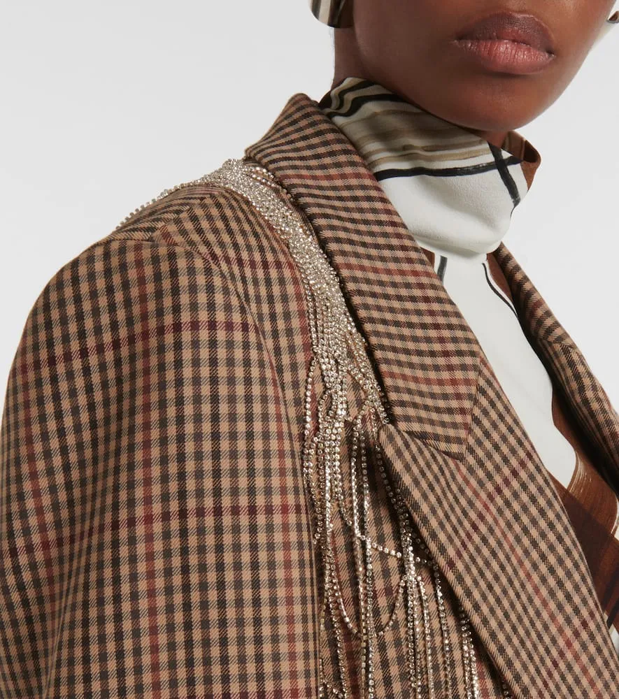 Dries Van Noten Embellished checked wool blazer
