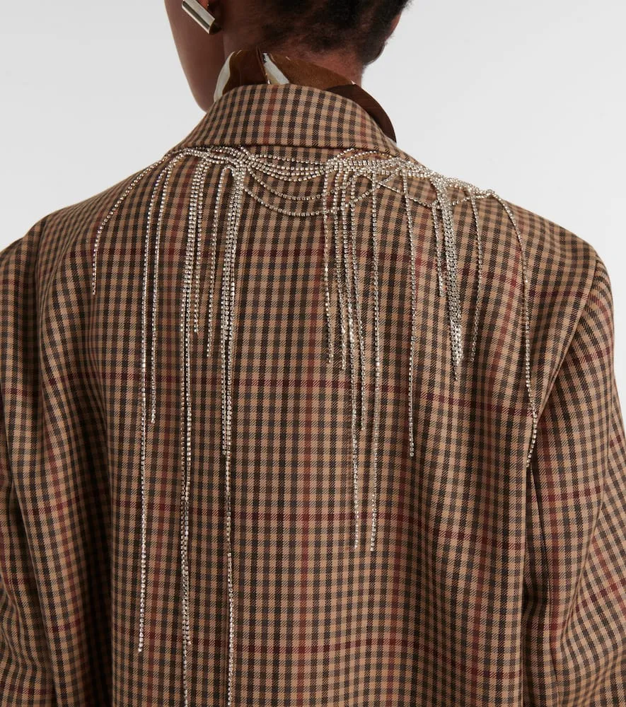 Dries Van Noten Embellished checked wool blazer
