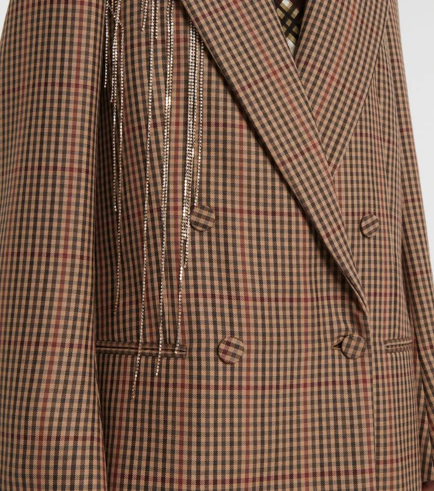 Dries Van Noten Embellished checked wool blazer