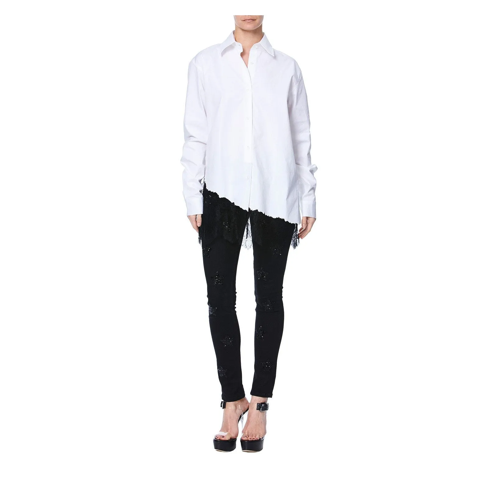 FOXY OVERSIZED SHIRT WITH LACE PANEL
