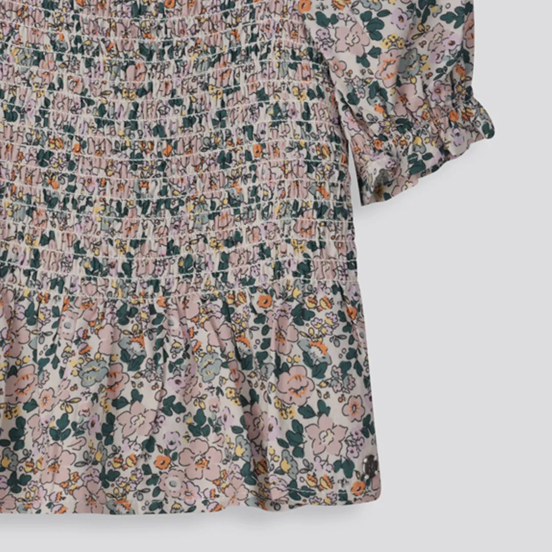 Girls Shirred Puff Sleeve Top _ 154166 _ Multi