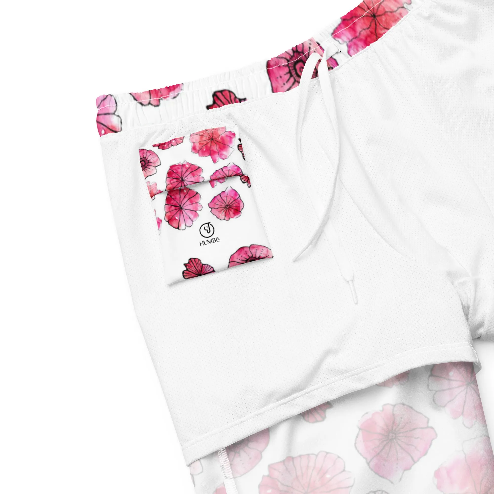 Humble Sportswear™ Men's Floral White Swim Trunks