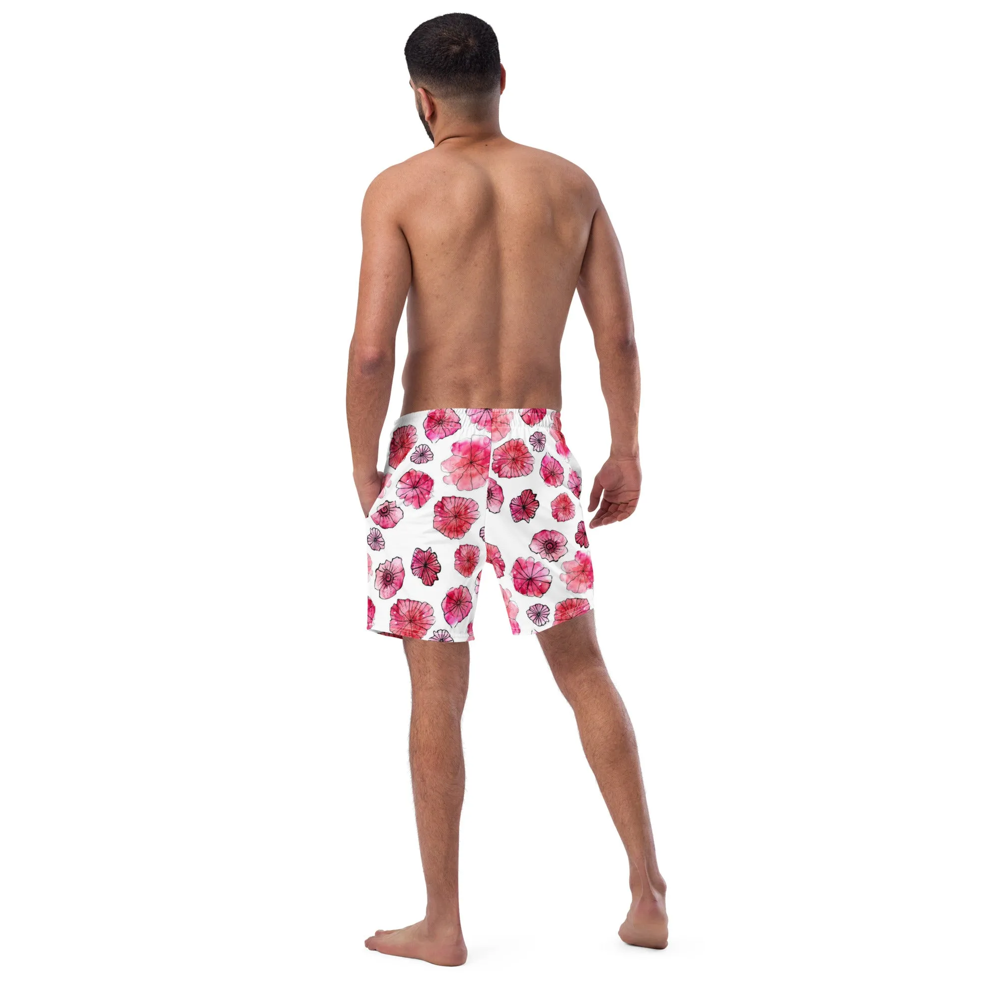 Humble Sportswear™ Men's Floral White Swim Trunks