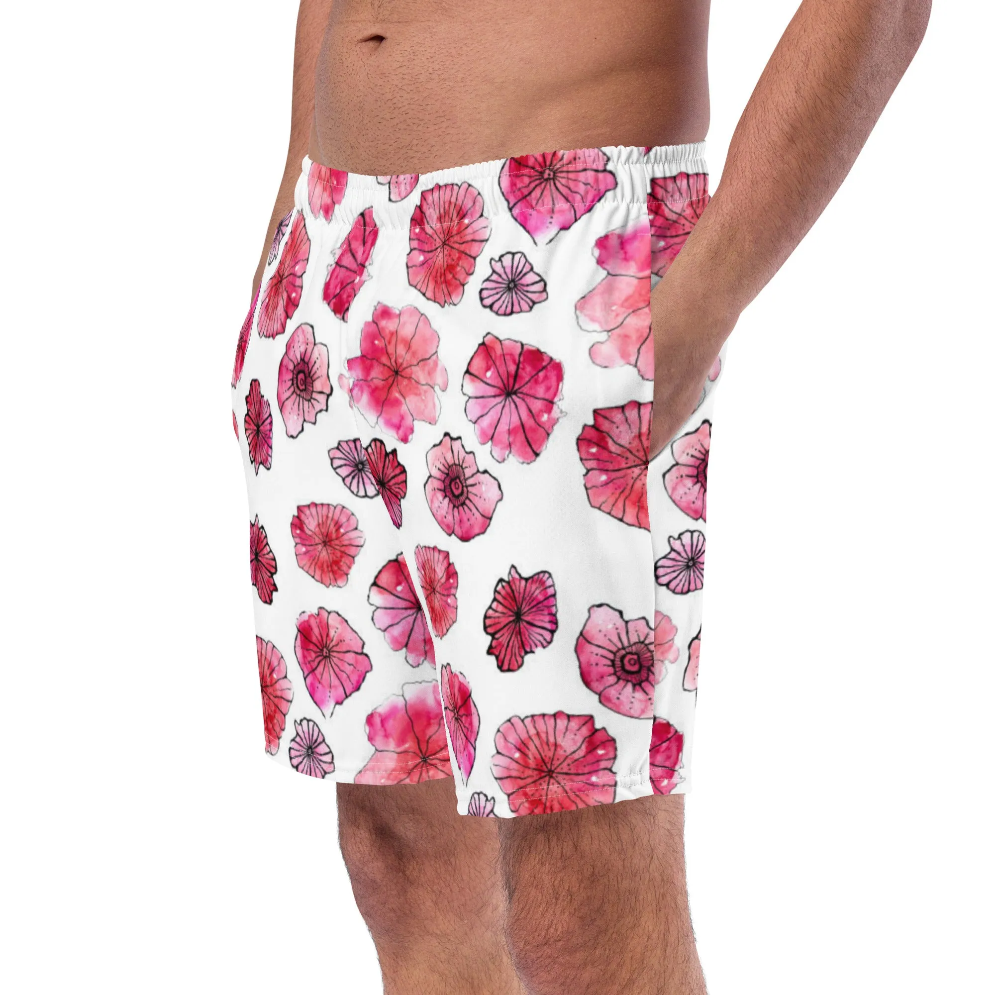 Humble Sportswear™ Men's Floral White Swim Trunks