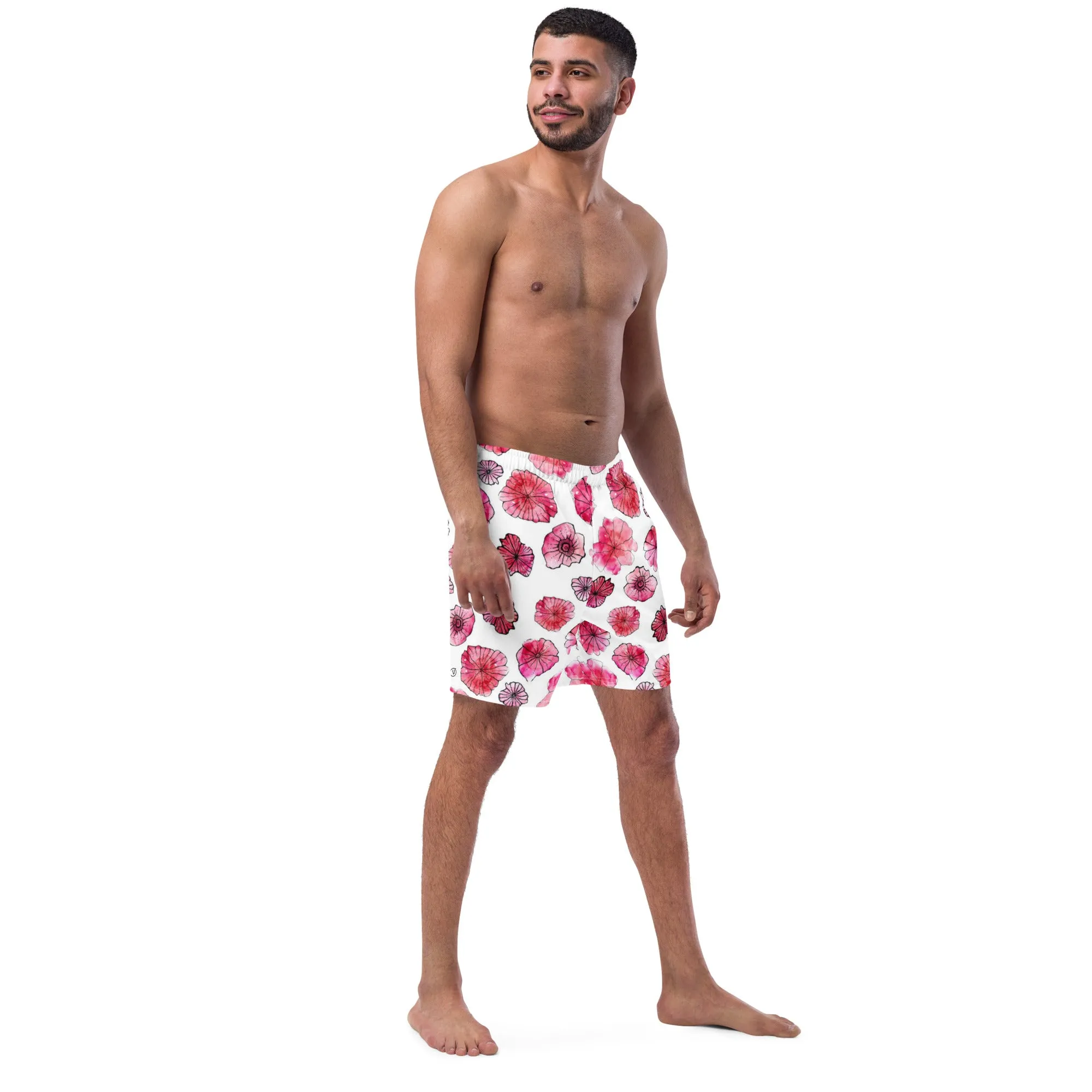 Humble Sportswear™ Men's Floral White Swim Trunks