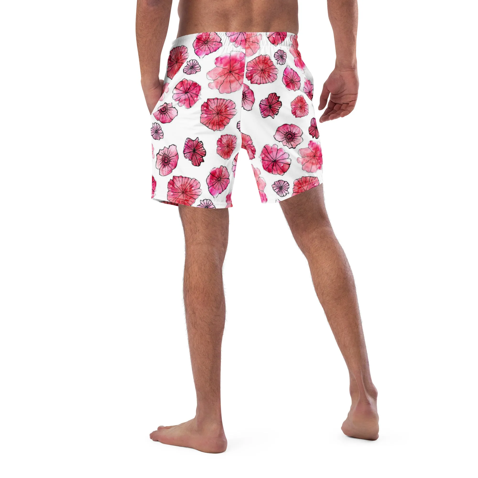Humble Sportswear™ Men's Floral White Swim Trunks