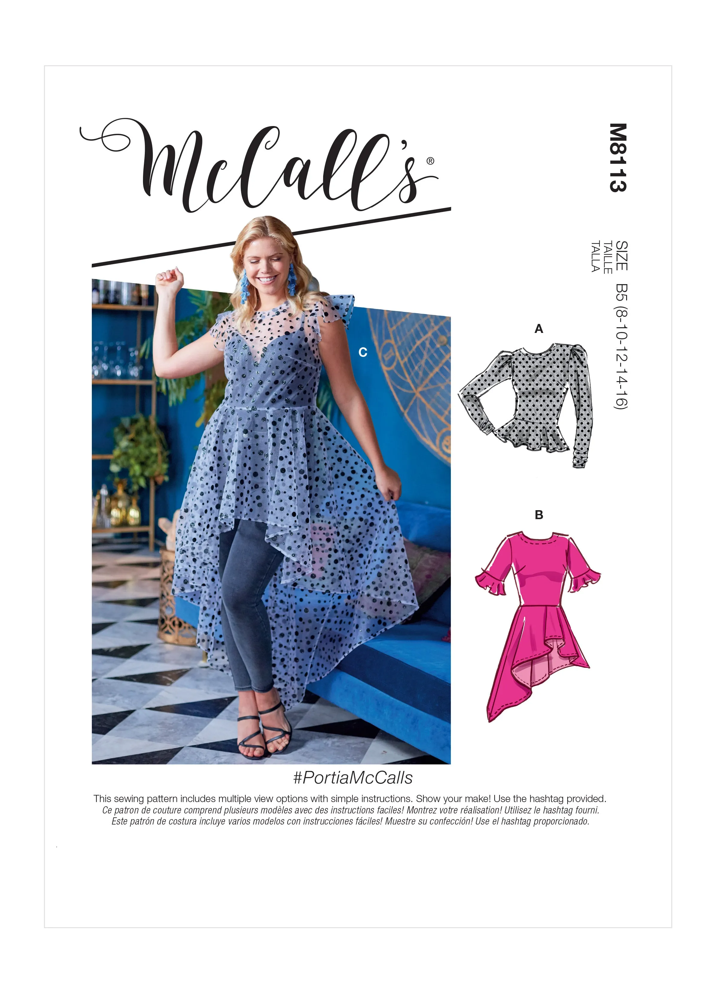 M8113 #PortiaMcCalls - Misses' & Women's Tops With Cup Sizes