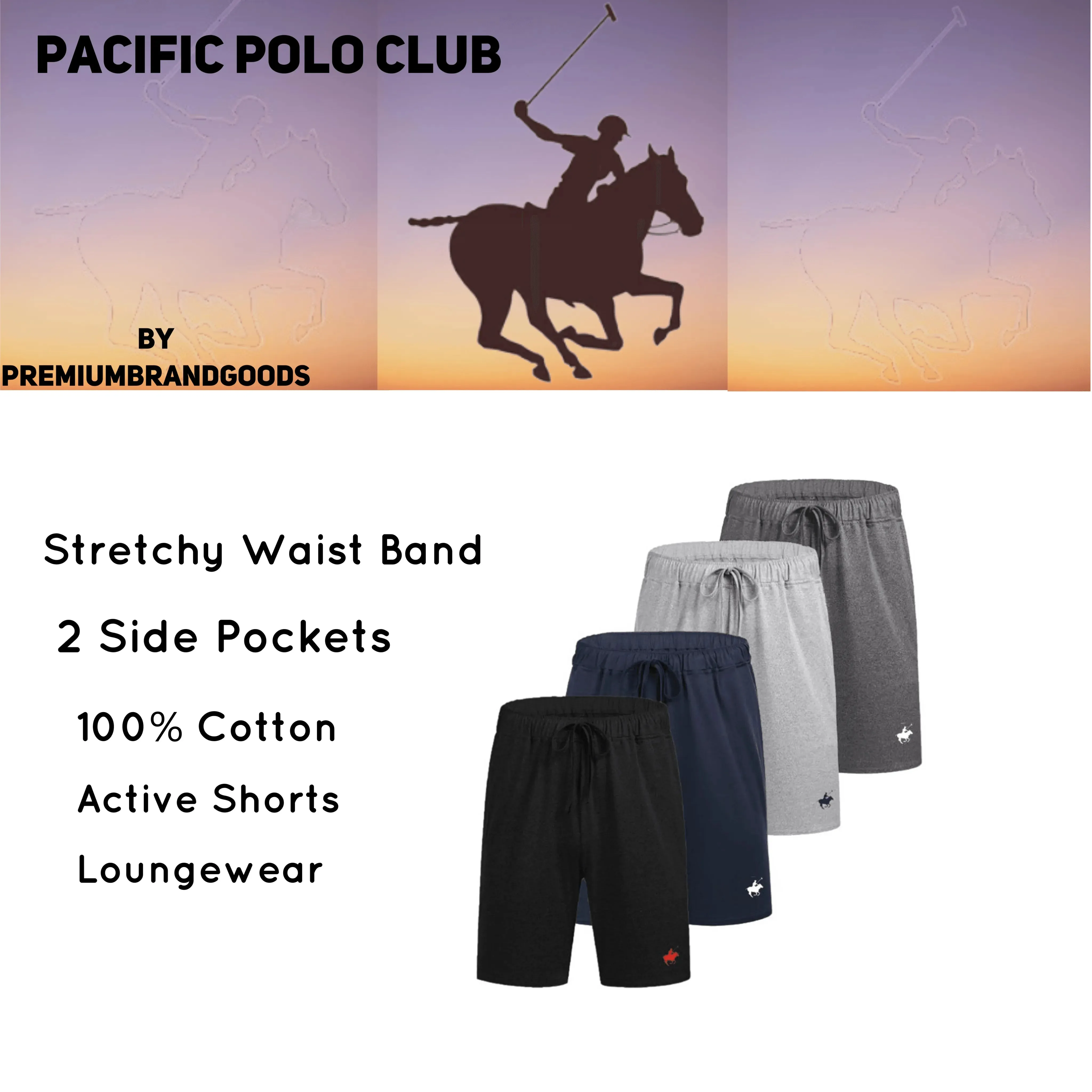 Pacific Polo Club Men's Shorts 4 Pack!
