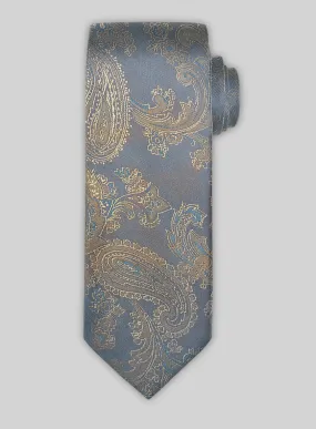 Paisley Pine Blue Satin Tie