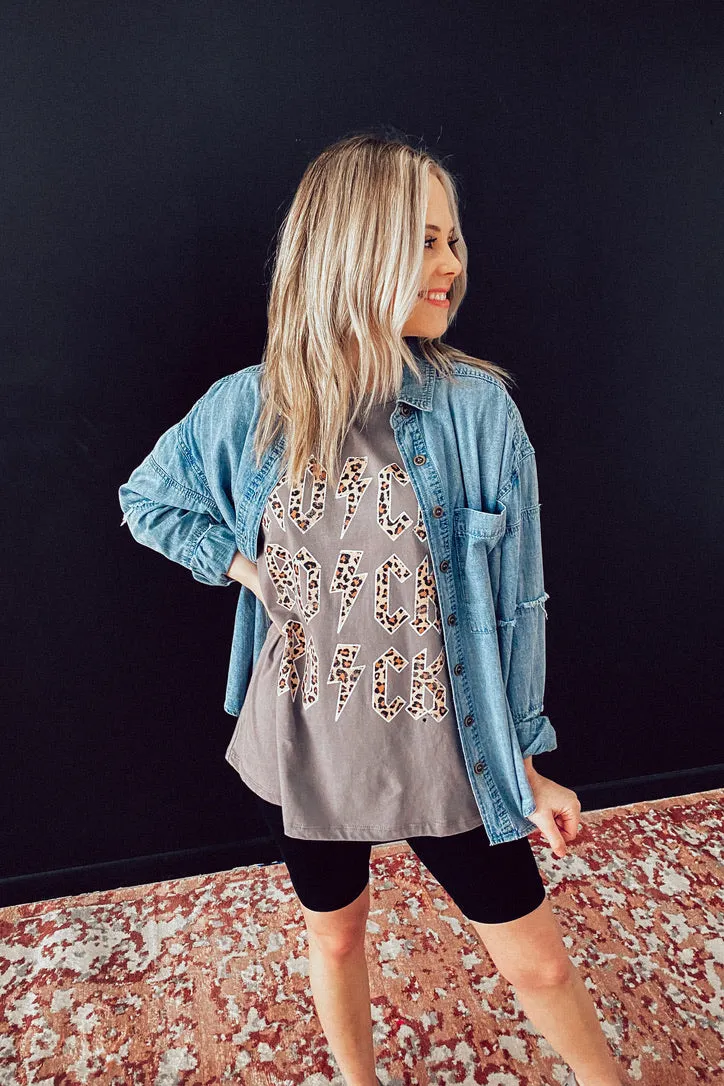 Preston Patch Denim Button Down Top | FINAL SALE