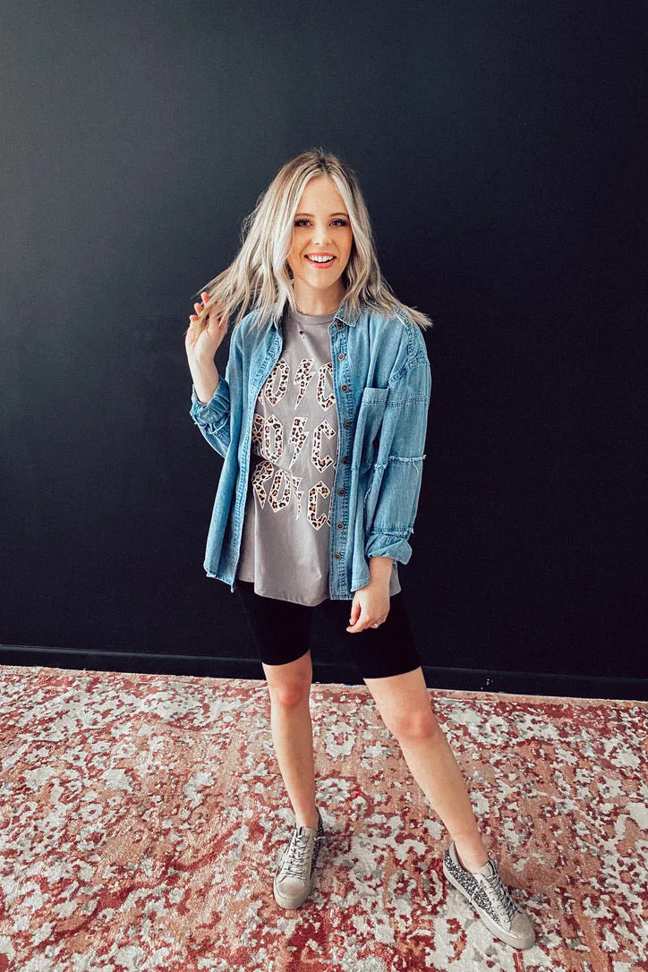 Preston Patch Denim Button Down Top | FINAL SALE