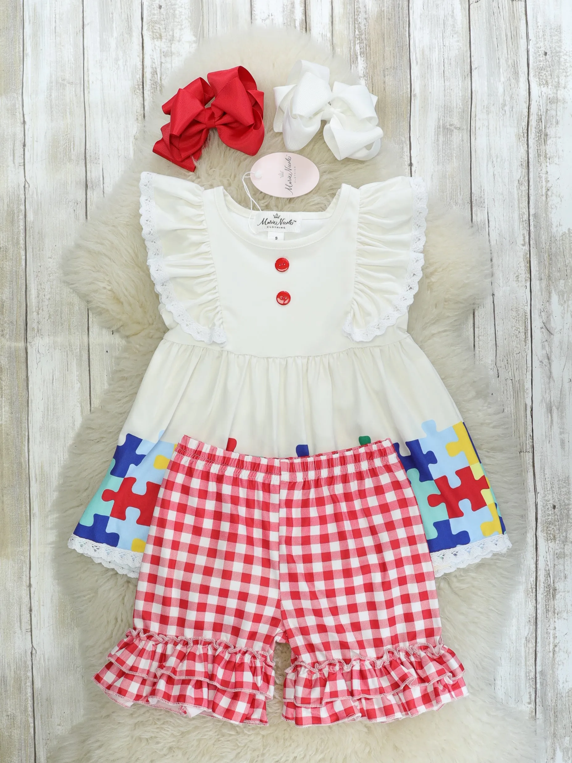 Puzzle Pieces Ruffle Outfit