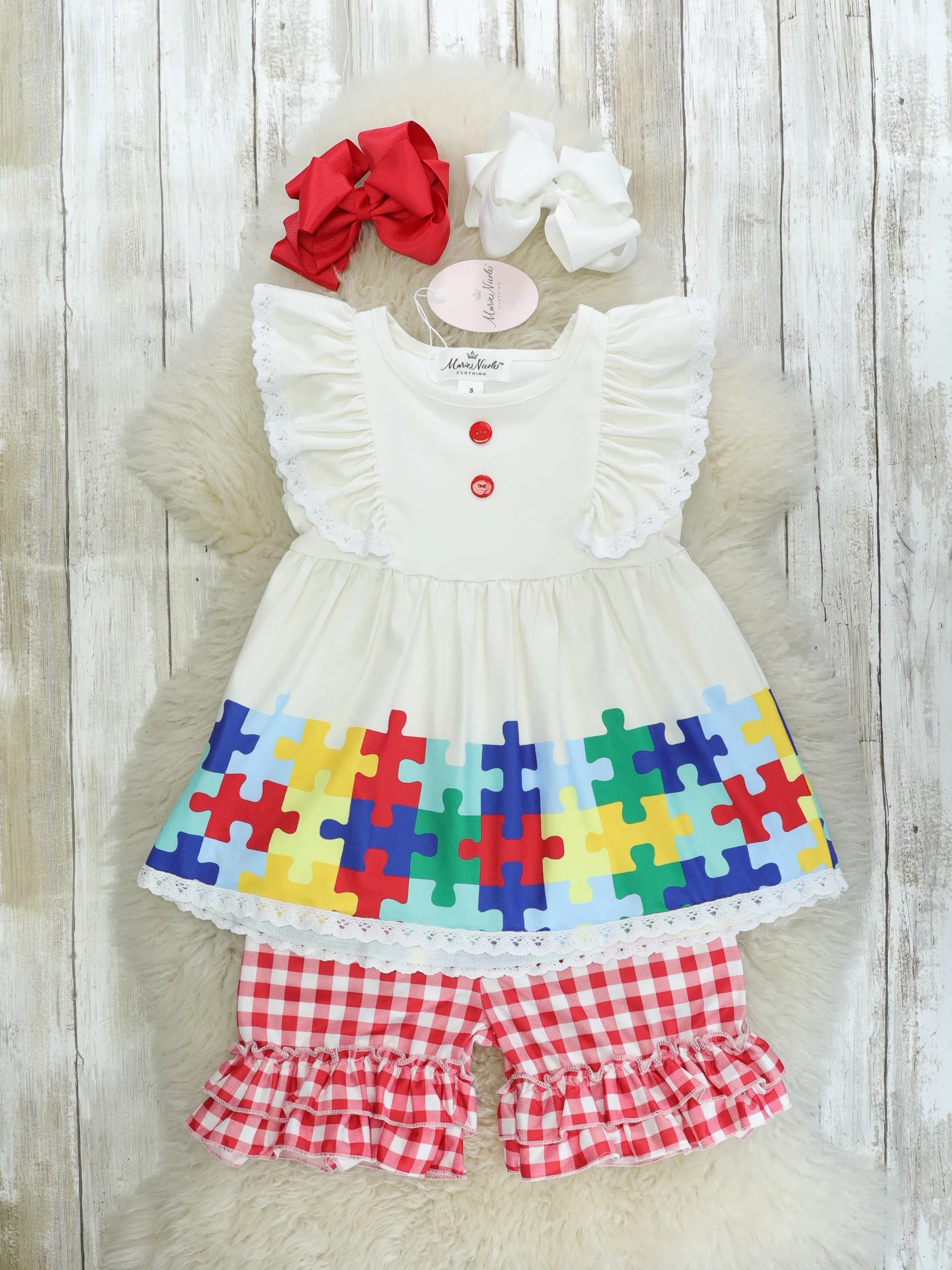 Puzzle Pieces Ruffle Outfit