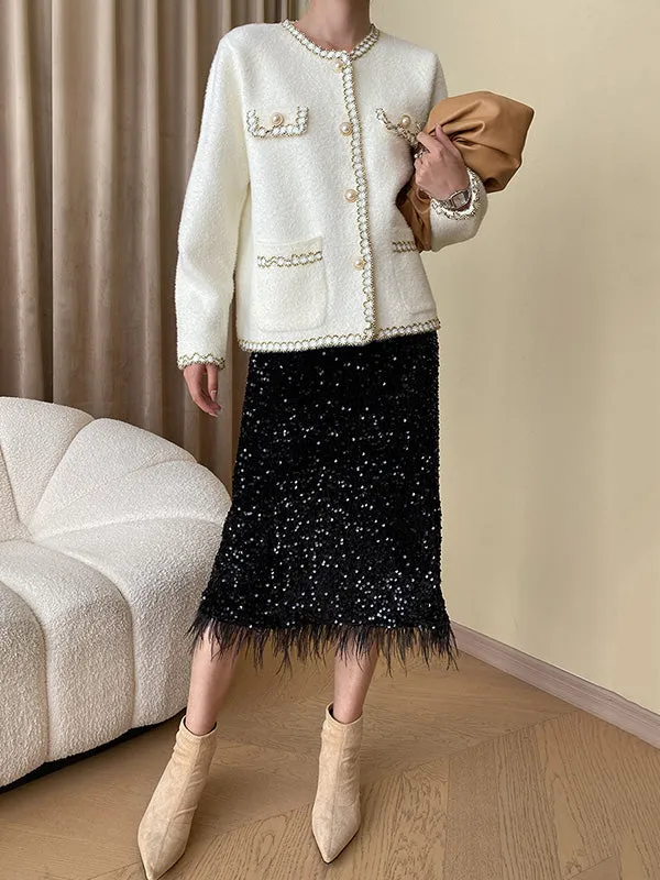 Sequined Tasseled A-Line Skirts Bottoms