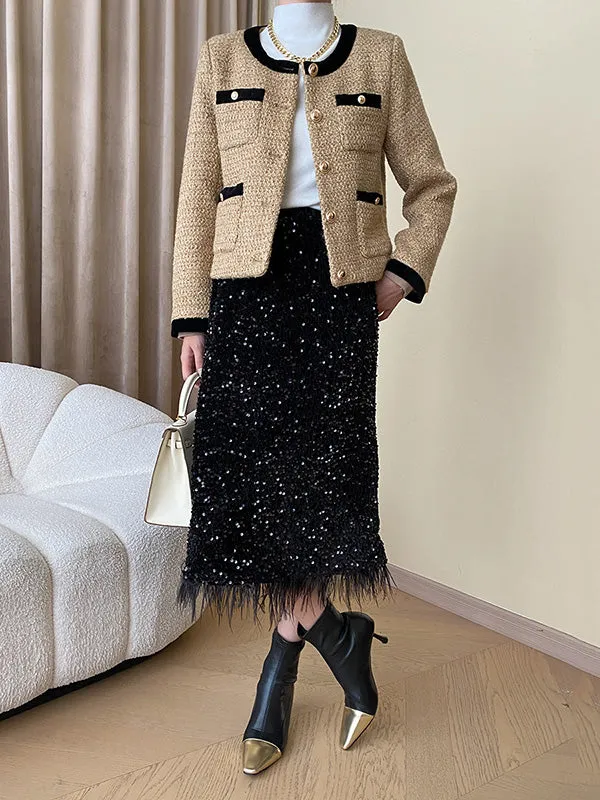 Sequined Tasseled A-Line Skirts Bottoms