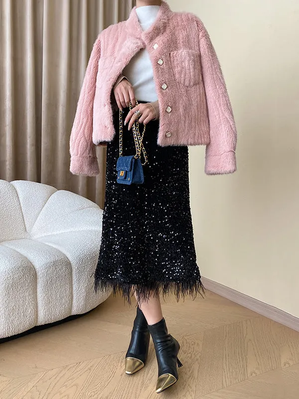 Sequined Tasseled A-Line Skirts Bottoms