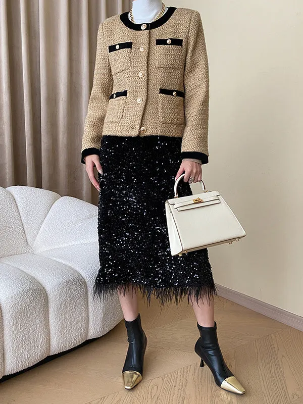 Sequined Tasseled A-Line Skirts Bottoms
