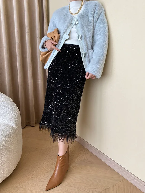 Sequined Tasseled A-Line Skirts Bottoms