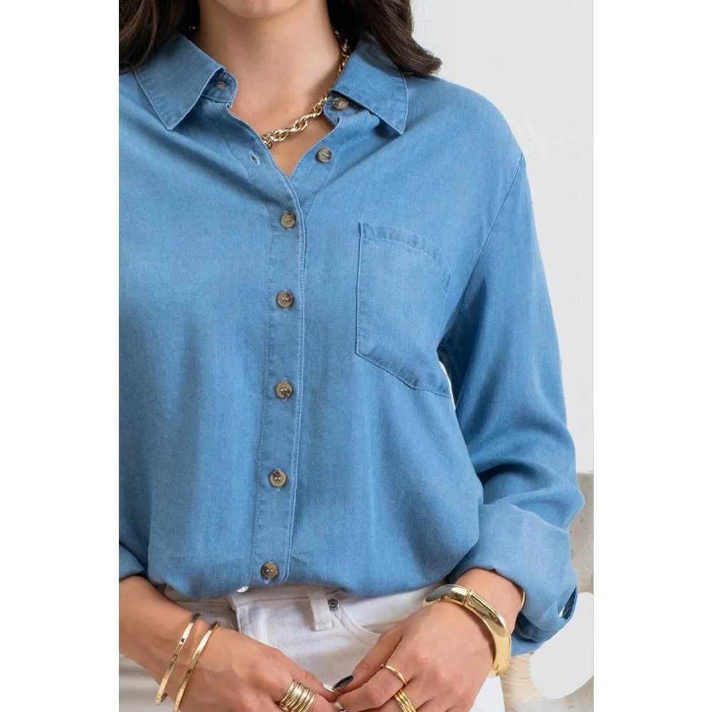Shaye Button Down Chambray Top