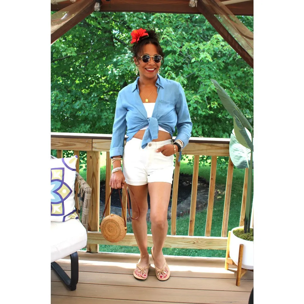 Shaye Button Down Chambray Top