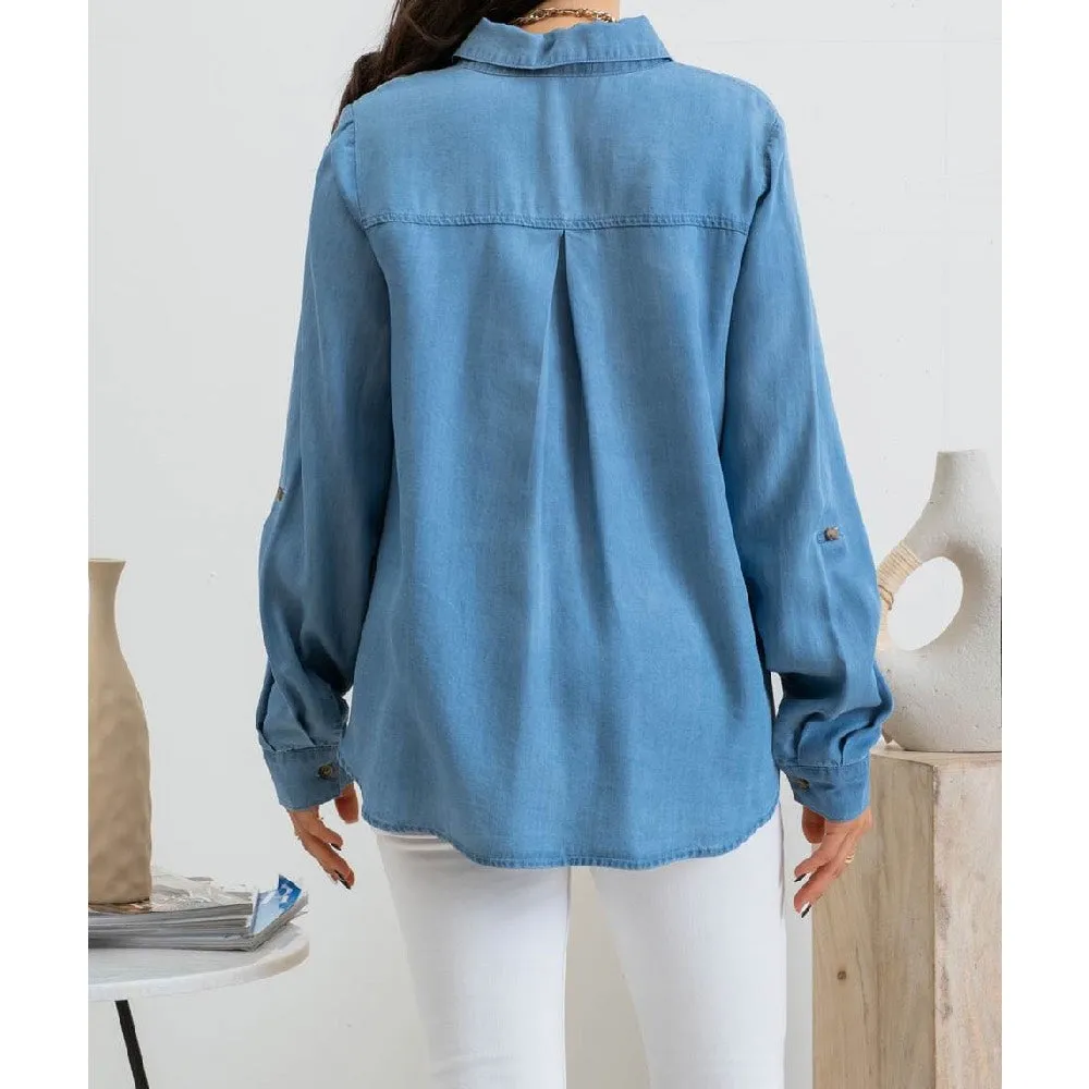 Shaye Button Down Chambray Top