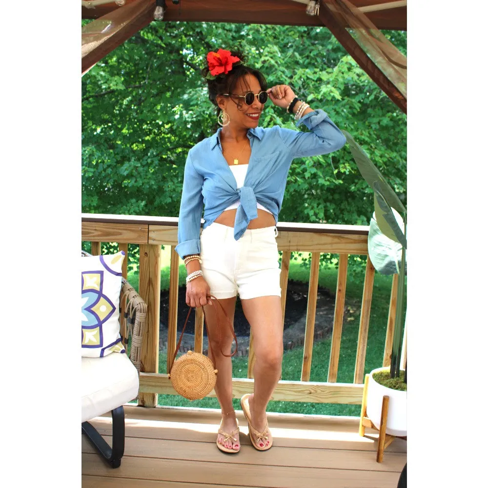 Shaye Button Down Chambray Top