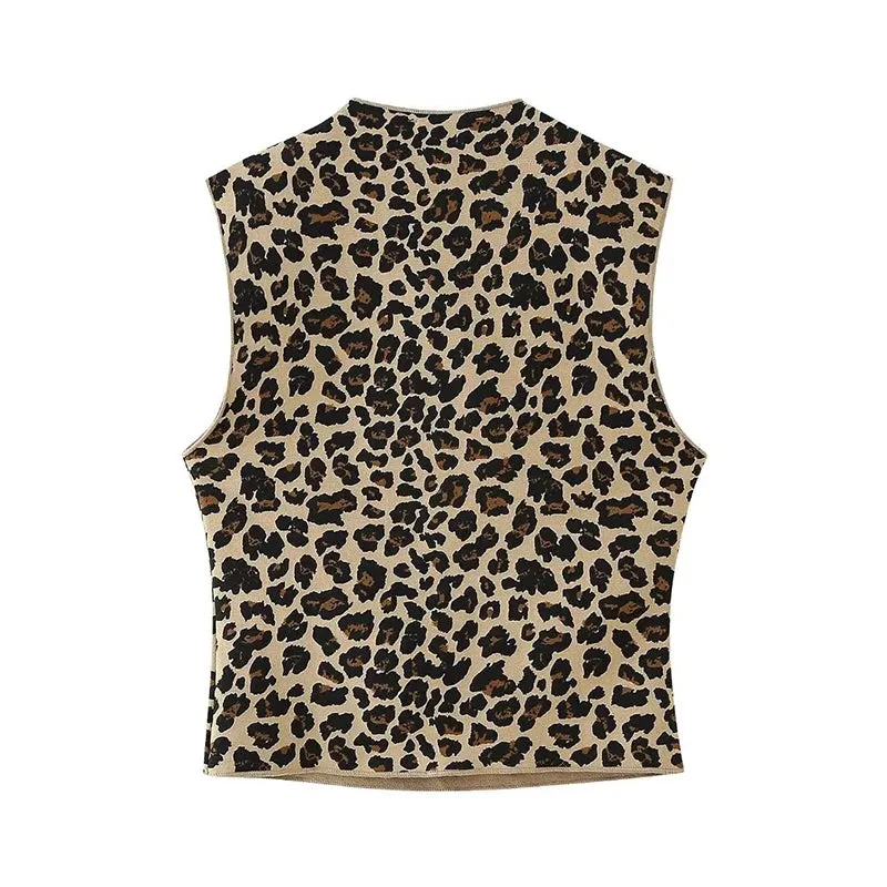 TAVIMART  -  Fashion Skirts Sets for Women Sleeveless Streetwear Vintage Two Piece Slim Leopard Print 2024 New Spring Summer Skirts Sets
