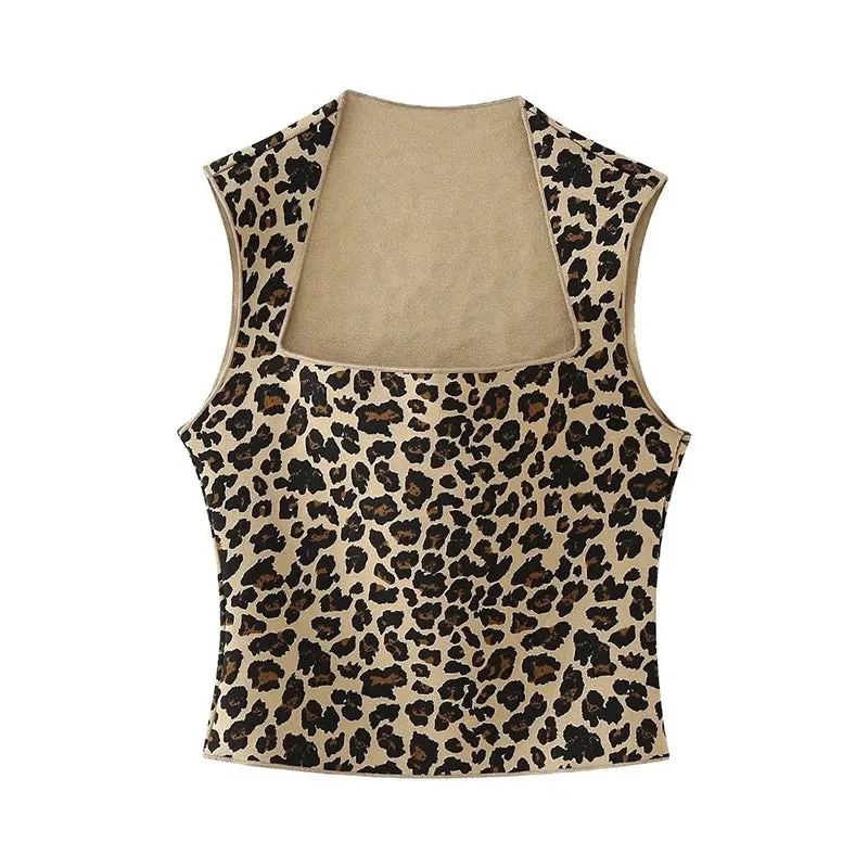 TAVIMART  -  Fashion Skirts Sets for Women Sleeveless Streetwear Vintage Two Piece Slim Leopard Print 2024 New Spring Summer Skirts Sets